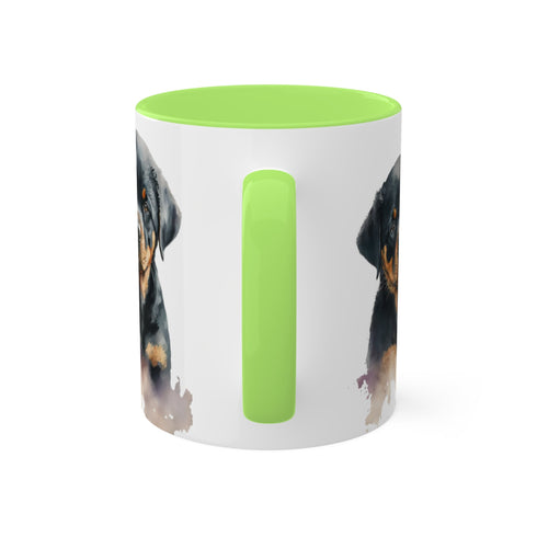 Rottweiler Pupies - Color Accent Mugs, 11oz